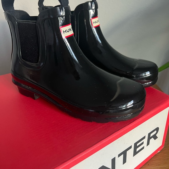 Hunter Kids Black Original Chelsea Gloss Rain Boots Size US B1 G2 EUR 32 UK 13